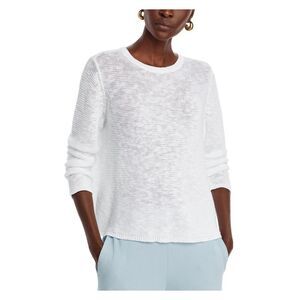 EILEEN FISHER Womens Ivory Long Sleeve Crew Neck Top Petites PM